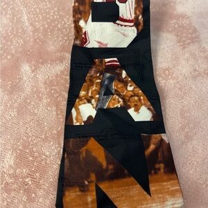 Vintage Sports-Themed Tie in Black and Brown